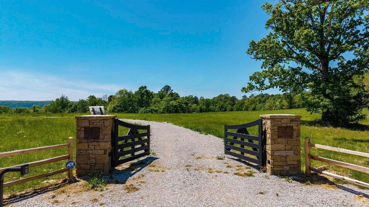 Gated entry to the private acreage