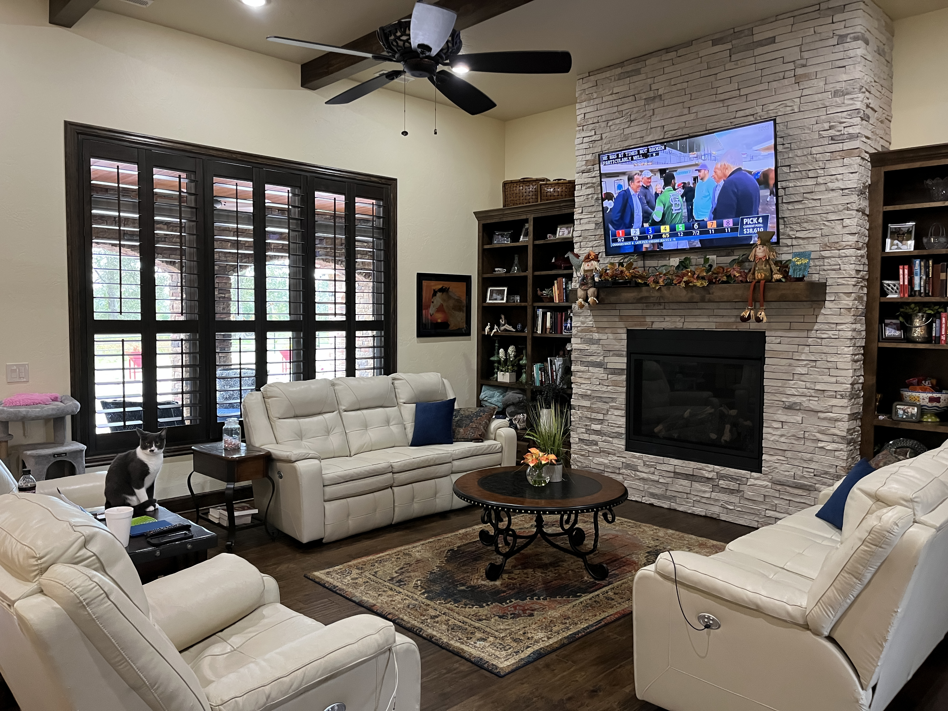 Great Room with stone fireplace